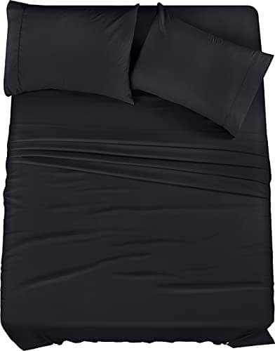 Utopia Bedding Queen Sheet Set – 4 Piece Bed Sheets for Queen Size Bed, Soft and Breathable Microfiber, Includes 1 Fitted Sheet, 1 Flat Sheet and 2 Pillowcases (Black) - Image 1