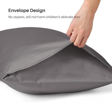 Warmstar 100% Cotton Toddler Pillowcase Set of 2, 600 Thread Count 13x18 Toddler Pillowcases Soft & Breathable, Cotton Travel Pillow Case Cover 13"x 18" with Envelope Closure,Dark Grey - Image 7