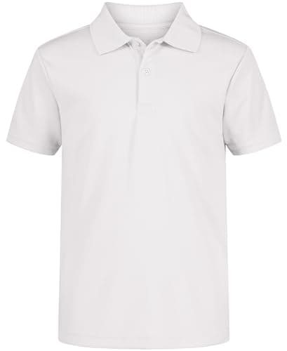 Nautica Boys' School Uniform Short Sleeve Polo Shirt, Button Closure, Moisture Wicking Performance Material, White, Medium - Image 1