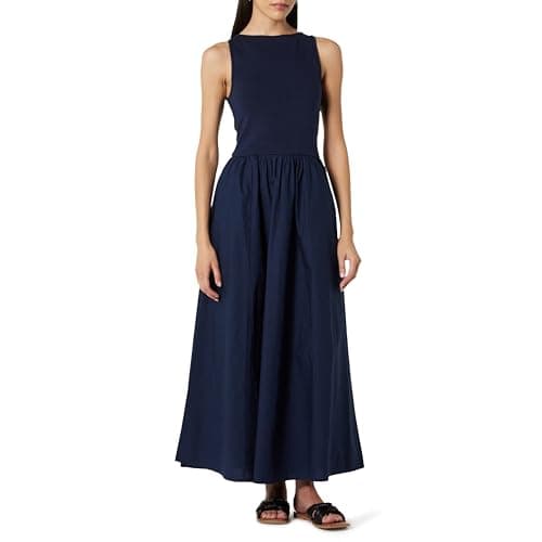 The Drop Women's Dia Mixed Fabric Midi Tank Dress Maritime Navy, S - Image 1