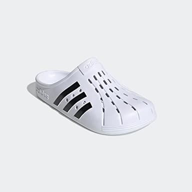 adidas unisex adult Adilette Clog Slide Sandal, White/Black/White, 7 Women Men US - Image 5