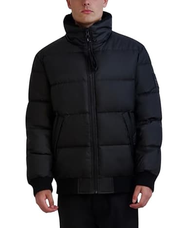 Karl Lagerfeld Paris Men's Short Puffer Jacket, Black Multi - Image 2