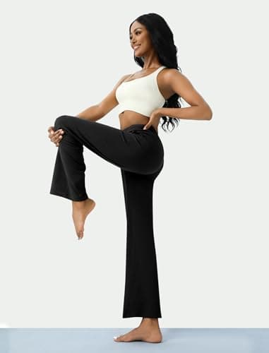 DLOODA Womens Wide Leg Yoga Pants Casual Work Dress Pants Lounge Sweatpants High Waist Comfy Loose Trousers with Pockets Black - Image 6