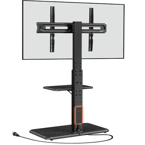 Perlegear Floor TV Stand with Power Outlet, Universal TV Stand for 32-75 inch TVs up to 110 lbs, Height Adjustable Standing TV Mount, Tall TV Mount with Wood Base, Max VESA 600x400mm, PGFS06 - Image 1