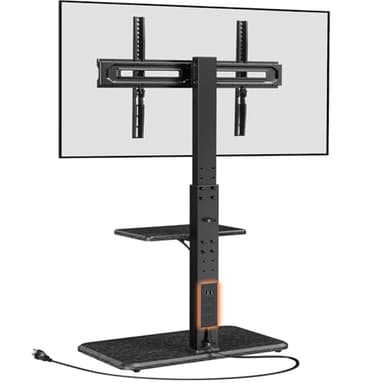 Perlegear Floor TV Stand with Power Outlet, Universal TV Stand for 32-75 inch TVs up to 110 lbs, Height Adjustable Standing TV Mount, Tall TV Mount with Wood Base, Max VESA 600x400mm, PGFS06 - Image 1