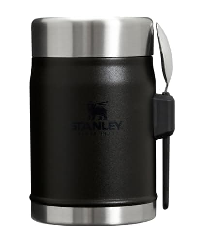Stanley Classic Food Jar and Spork 14 oz | Vacuum Insulated Thermos Food Container | Wide Mouth Screw On Lid | Packable for Travel | Stainless Steel with Leakproof Lid | BPA-Free | Black 2.0 - Image 1