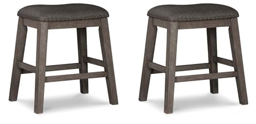 Signature Design by Ashley Caitbrook Rustic 24.4" Counter Height Upholstered Barstool, 2 Count, Gray - Image 1