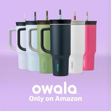 Owala Stainless Steel Triple Layer Insulated Travel Tumbler with Spill Resistant Lid, Straw, and Carry Handle, BPA Free, 40 oz, Dusty Pink (Yoga Rose) - Image 6