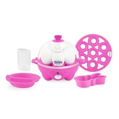 PEEPS x Dash Bunny Rapid Egg Cooker: 7 Egg Capacity Electric Egg Cooker for Hard Boiled Eggs, Poached Eggs, Scrambled Eggs, or Omelets with Auto Shut off Feature - Pink - Image 1