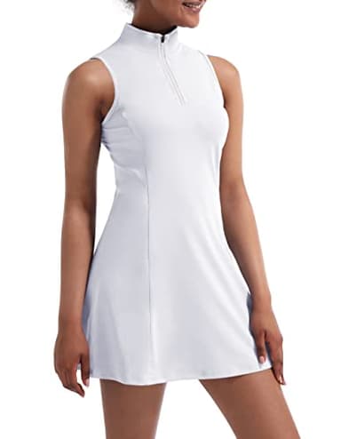 Tennis Dress for Women, Tennis Golf Dresses with Built in Shorts and Pockets for Sleeveless Workout Athletic Dresses White - Image 4
