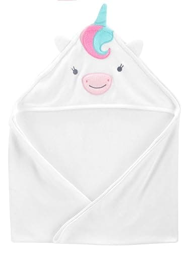 Simple Joys by Carter's Baby Girls' 8-Piece Towel and Washcloth Set, Pink Flamingo/White Unicorn, One Size - Image 2