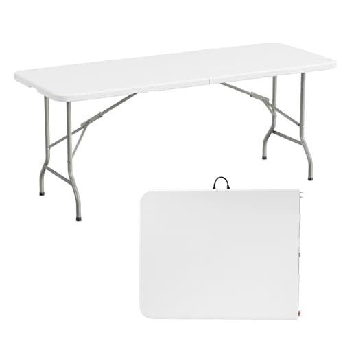Elevon Folding Table, 6 Feet Heavy Duty Fold-in-Half Utility Table Indoor Outdoor for Camping, Picnic, Party - Image 1
