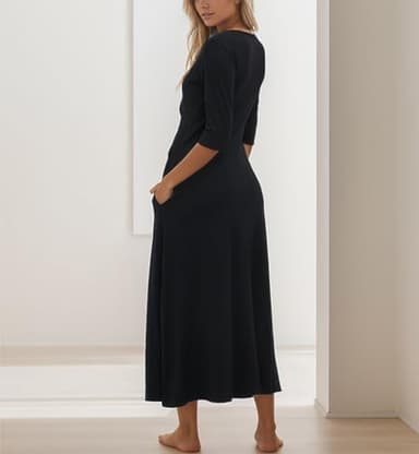 LUXVEER Maxi Dress for Women Casual Loose Beach Dresses with Pockets for 2024 Black - Image 3