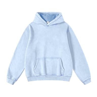 FAIABLE Mens Hoodies Pullover Oversized Hoodie Plush Fleece Hooded Sweatshirt Vintage Heavyweight Hoodie Cotton Big and Tall Hoodies for Men Couples Winter Autumn Workout College Streetwear Light Blue - Image 1