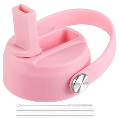 Straw Lid for Hydro Flask Wide Mouth Water Bottles, Top Lids with Straw Compatible with Hydro Flask 32 40 oz, Replacement Cap Wide Mouth Straws Flip Lid Flex Handle (Light Pink) - Image 1