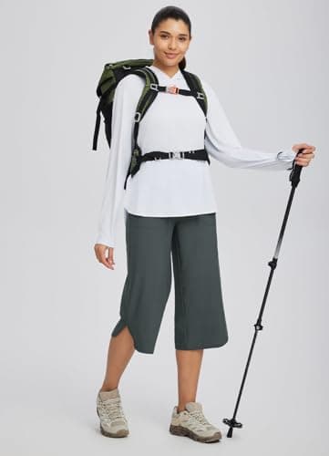 baleaf Women's Capri Pants Wide Leg Plus Size UPF50+ Lightweight Quick Dry Pants Casual Loose Sweatpants Hiking Walking Grey XL - Image 6