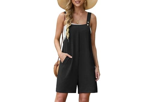 Lepunuo Short Jumpsuits for Women Casual Summer Rompers Sleeveless Adjustable Baggy Overalls with Pockets - Image 1