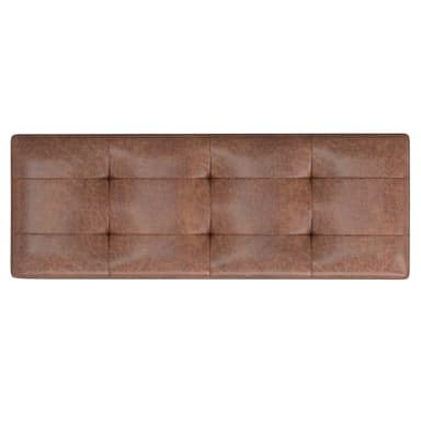 SIMPLIHOME Shay 48 inch Wide Mid Century Modern Rectangular Storage Ottoman in Distressed Saddle Brown Vegan Faux Leather, Assembled, For the Living Room, Entryway and Family Room - Image 5