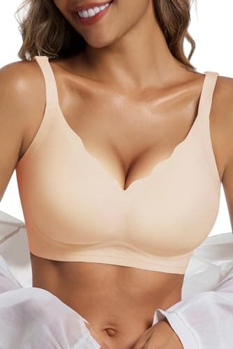 LXOXL Wireless Bras for Women No Underwire Seamless Push Up Bra with Support and Lift Comfortable Supportive Tshirt Bralette Soft Full Coverage Everyday Bras Regular and Plus Size Nude
