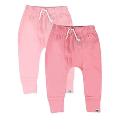 HonestBaby Multipack Honest Pants Joggers Pull on 100% Organic Cotton for Infant Baby and Toddler, Boys, Girls, Unisex, Strawberry Cream, 12 Months - Image 1