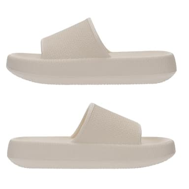 Joomra Womens Shower Slippers Cloud Slides Cushioned for Mens Quick Drying Foam Female Pillow House Shoes Pool Beach Sandals Male Sandalias Beige 40-41 - Image 3