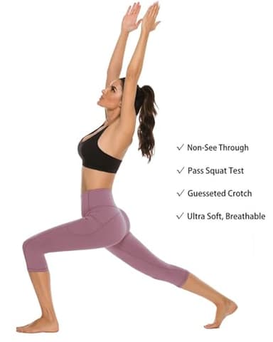 Stelle Womens High Waisted Legging Yoga Pants with Pockets for Workout(Dusty Lavender,S) - Image 5