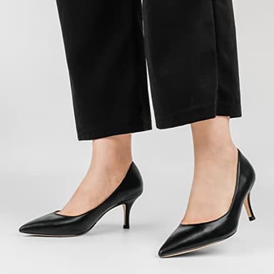 JOY IN LOVE Women's Shoes Low Heels Pointy Toe Kitten Heel Daily Pumps Black Matte 6 US - Image 5