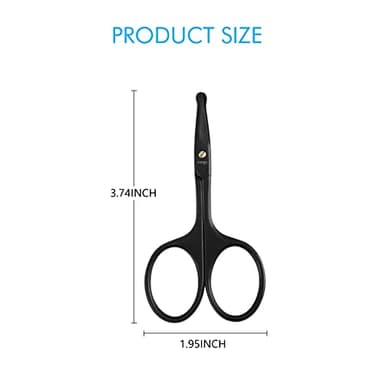 LIVINGO 3.75" Premium Nose Hair Scissors, Curved Safety Blades with Rounded Tip for Trimming Small Details Facial Hair, Ear Hair, Eyebrow (Black) - Image 2