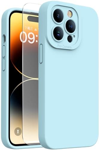 Kiresen Magnetic for iPhone 14 Pro Case with Screen Protector - Wireless Charging Compatible - Upgraded Camera Protection - Silicone Shockproof Protective Phone Case for iPhone 14 Pro - Ice Blue - Image 1