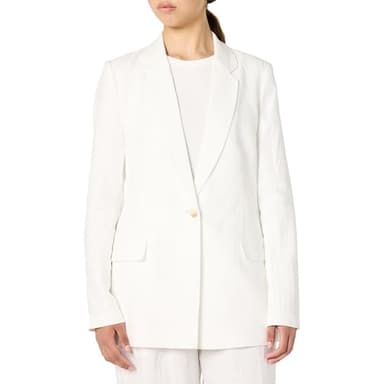 The Drop Women’s Blake Long Blazer, White Linen, M - Image 1