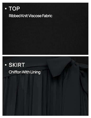 ZESICA Womens 2025 Summer Short Sleeve Midi Dresses Casual Crew Neck Knit Belted Pleated A Line Flowy Wedding Guest Dress,Black,Large - Image 6