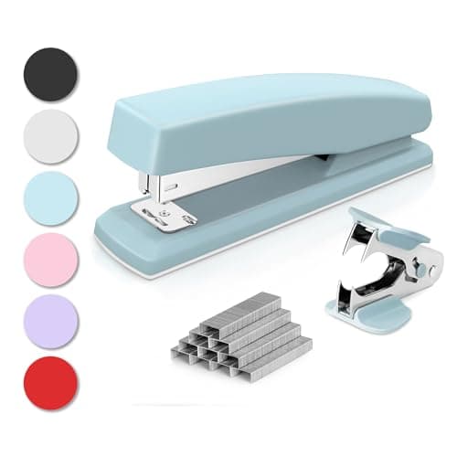 Deli Stapler, Desktop Stapler, Office Stapler, 25 Sheet Capacity, Includes 1000 Staples and Staple Remover, Blue - Image 1