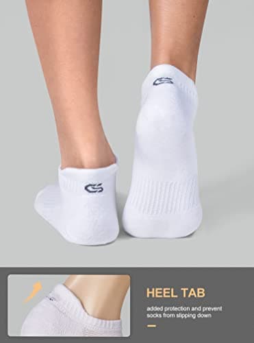CS CELERSPORT Ankle Athletic Running Socks Low Cut Sport Tab Sock for Men and Women (6 Pairs), Medium, White - Image 4