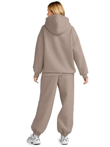 AUTOMET Sweatsuits Women 2 Piece Outfit Lounge Plus Size Fall Fashion Deals 2025 Tracksuits Oversized Sweatshirt and Sweatpants Casual Teen Girls Clothing CoffeeGrey L - Image 3