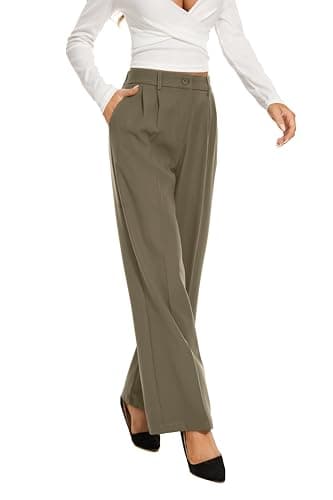 FUNYYZO Women's Wide Leg Pants High Elastic Waisted in The Back Business Work Trousers Long Straight Suit Pants - Image 4