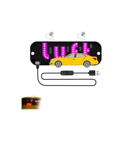 USB LED Light Sign for Drivers,Windshield Taxi Sign with Scrolling Display, Easy Suction Cup Installation for Cars, Trucks, SUVs (Lyft-pink) - Image 1