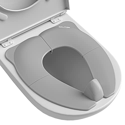 Travel Potty Seat for Toddler & Kid, Maliton Portable Potty Seat with Storage Bag, Foldable Potty for Toddler Travel, Non-Slip Potty Training Toilet Seat Cover with Splash Guard (Grey) - Image 1