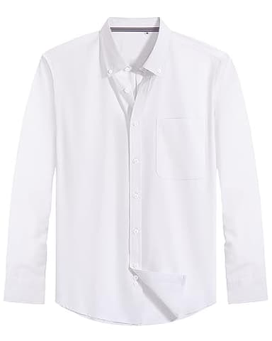 J.VER Men's Cotton Button Down Oxford Shirts Regular Fit Long Sleeve Casual Business Shirt with Pocket A-White 3X-Large - Image 2