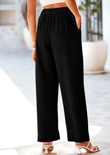 PRETTYGARDEN Wide Leg Pants for Women Trendy 2025 Fall High Waisted Business Casual Outfits Work Pant Trousers (Black,Large) - Image 4