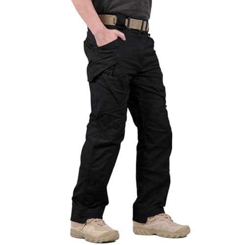 Hiwise Men's Ripstop Tactical Pants Water Resistant Stretch Cargo Pants Lightweight EDC Hiking Work Pants (Black, 42WX34L) - Image 1