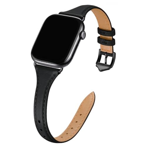 WFEAGL Compatible with Leather Apple Watch Band 41mm 40mm 38mm 42mm(series 11 10) Women, Top Grain Leather Strap Slim & Thin Replacement Wristband for iWatch Bands SE 3 2 1, Series 11 10 9 8 7 6 5 4 3 2 1 - Image 1