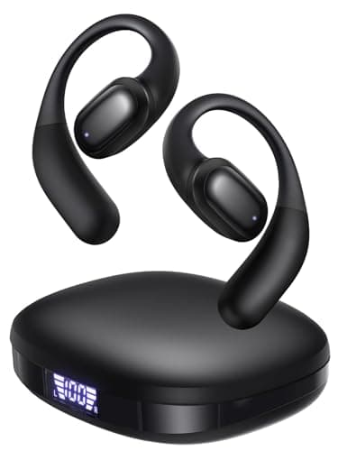 PSIER Open Ear Headphones Bluetooth 5.3 Bone Conduction Headphone with Mic, Wireless Earbuds Premium Stereo Sound Headsets with 40H Playtime, IPX6 Design Open Earphones for Running Cycling(Black) - Image 1