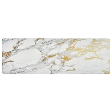 Home Dynamix Cozy Living Modern Marble Runner Anti-Fatigue Kitchen Mat, Non-Slip Floor Mat, Padded Standing Desk Mat, Gold/White, 17.5"x55" - Image 1