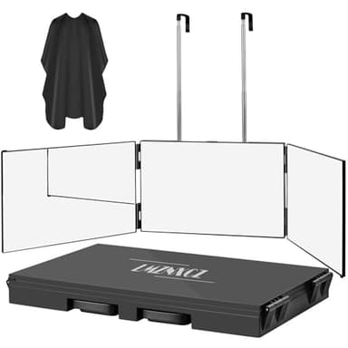 LMZNXCZ 3 Way Mirror for Self Hair Cutting,360 Haircuts Men for Barber Use Tools,to See Back of Head,Tri Fold Mirror with Portable Height Adjustable Telescoping Hooks - Image 1