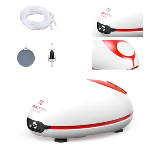 AQUASMITH 1w Ultra Quiet Aquarium Air Pump, Aquarium Aerator Adjustable Airflow, Single Hole Suitable for 20 to 40 GPH Fish Tank - Image 1