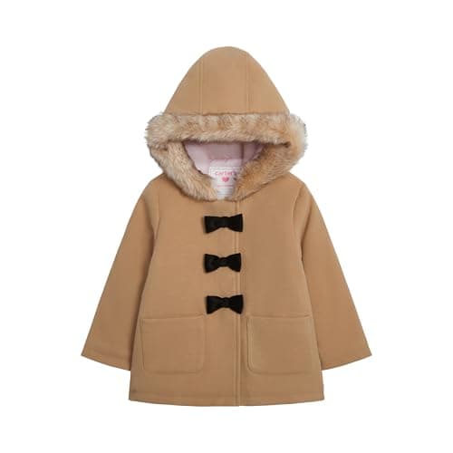 Carter's Baby Girls Faux Wool Winter Dress Coat, Khaki, 12 Months - Image 1