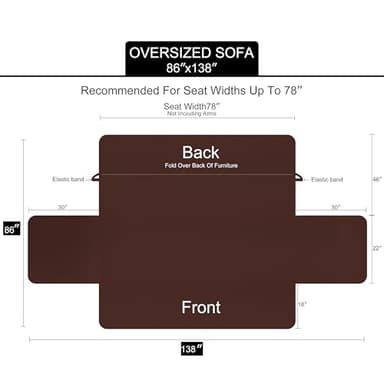 U-NICE HOME Oversized Sofa Cover Reversible Couch Cover for Dogs with Elastic Straps Water Resistant Furniture Protector for Pets Couch Cover for 4 Cushion Couch (Oversized Sofa, Black/Black) - Image 6