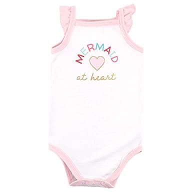Hudson Baby Unisex Baby Cotton Sleeveless Bodysuits Coral Mint Mermaid, 9-12 Months - Image 4
