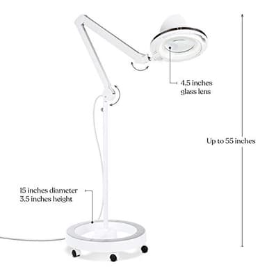 Brightech LightView Pro Magnifying Glass with Light and Stand, Magnifying Floor Lamp with a 6-Wheel Rolling Base for Facials, Lash Estheticians, Dimmable LED Work Light for Sewing, Crafts - Image 2