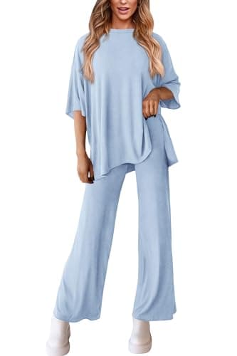 PRETTYGARDEN Two Piece Sets For Women Summer Fashion Lounge Matching Set 2025 Travel Vacation Airport Outfits Clothing (Light Blue,X-Small) - Image 3